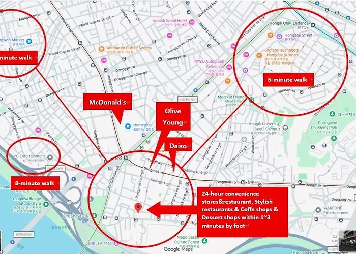 Ara Hapjeong Station 3 Minutes 8 People Hongdae Hangang Mangwon Market Within Walking Distance Hot Place Yg * 首爾